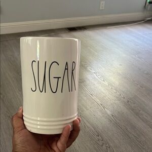 Rae Dunn White Ceramic Sugar Canister Modern Design